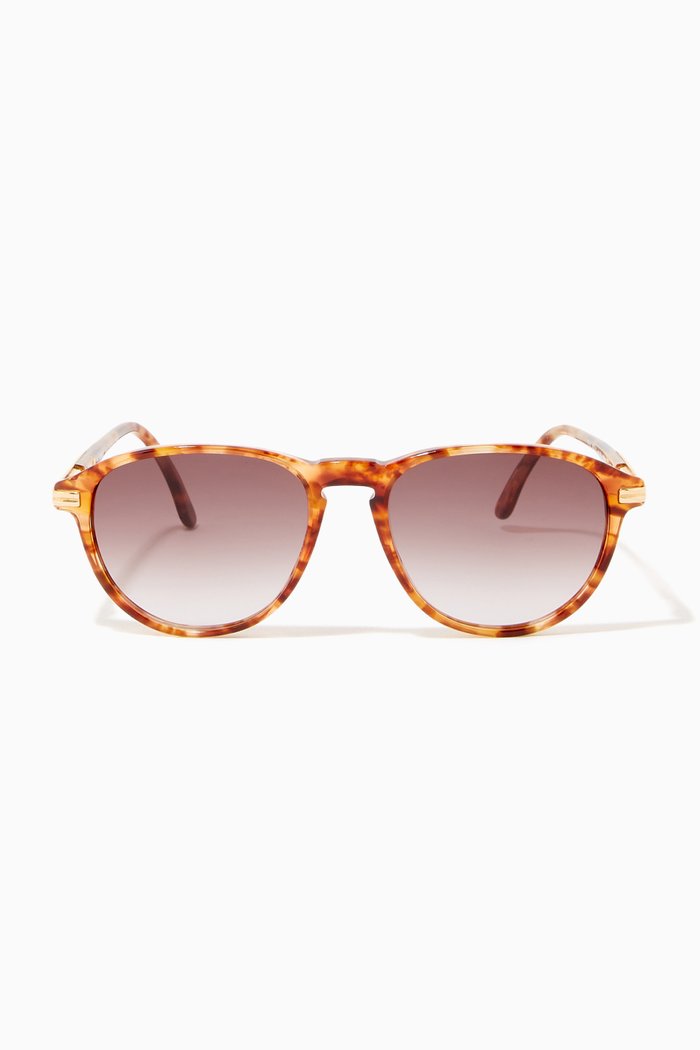 

Round Tinted Sunglasses in Acetate & Metal, Brown