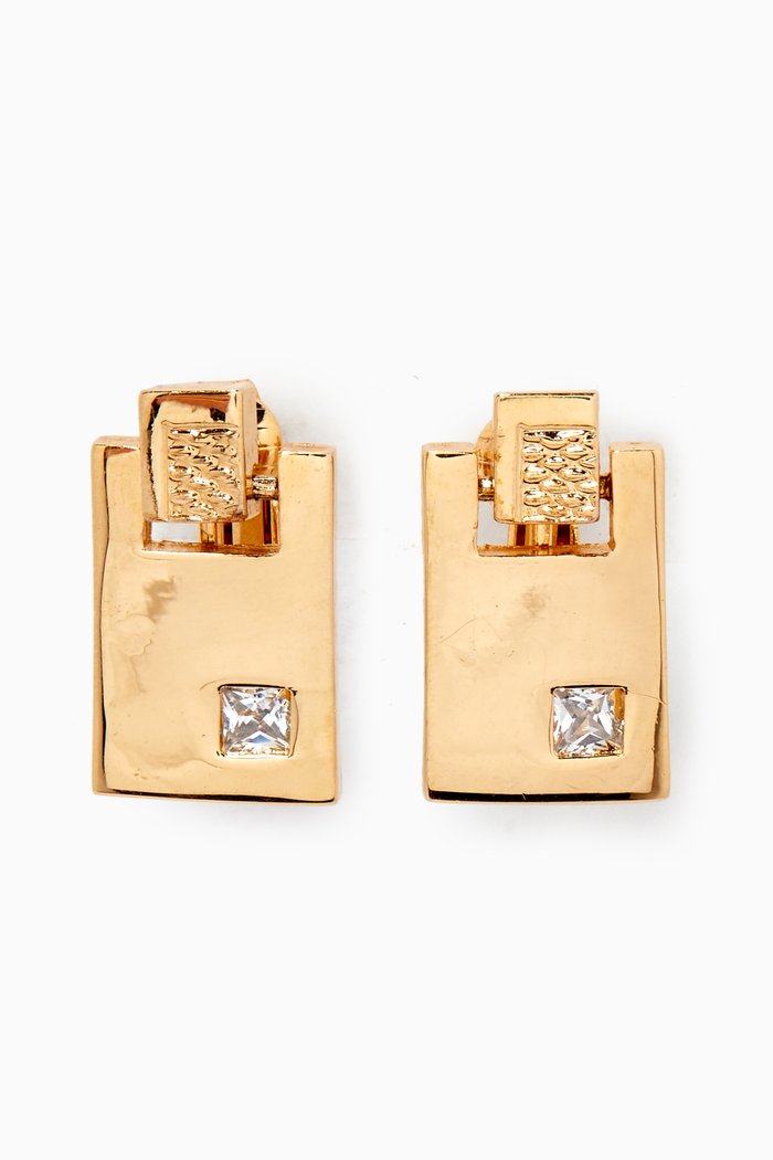 

Crystal Clip Earrings, Gold