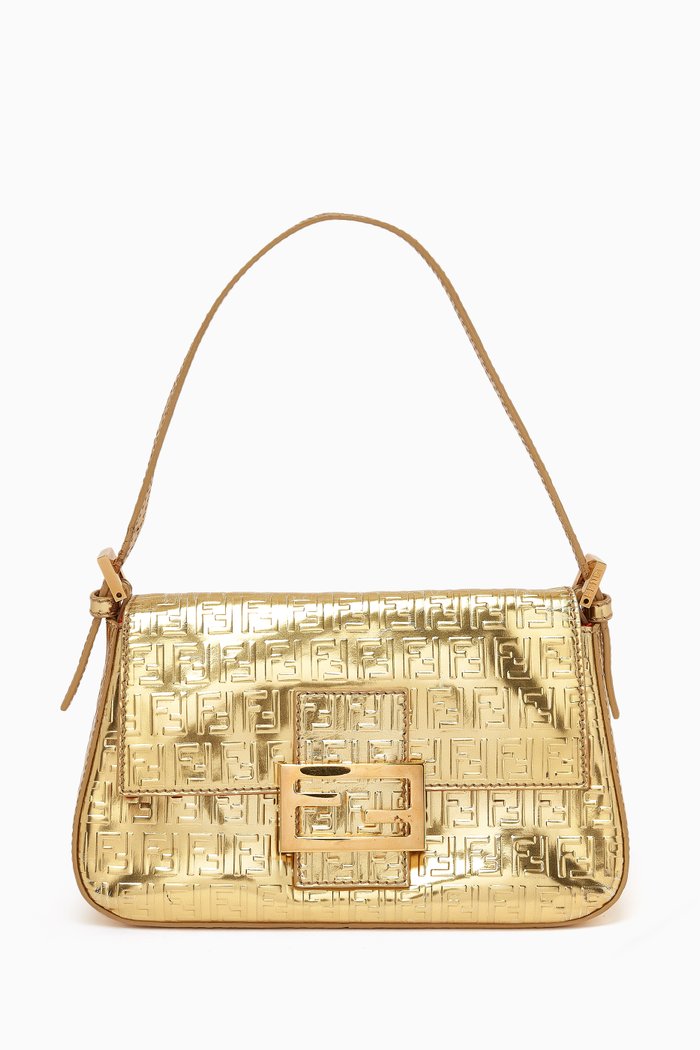 

Mamma Shoulder Bag in Metallic Leather, Gold
