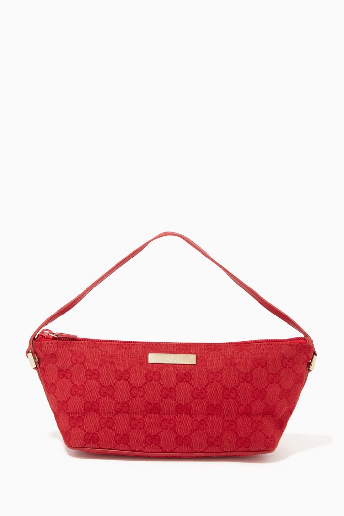 

Mini Baguette Bag in GG Canvas, Red