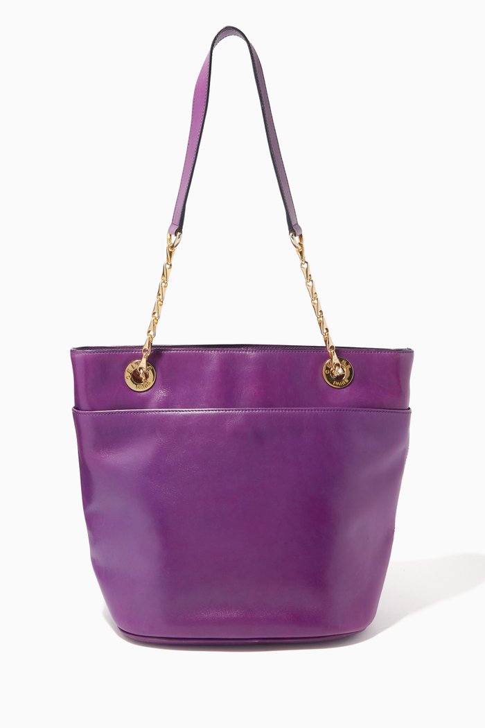 

Chain Shoulder Bag in Leather, Purple