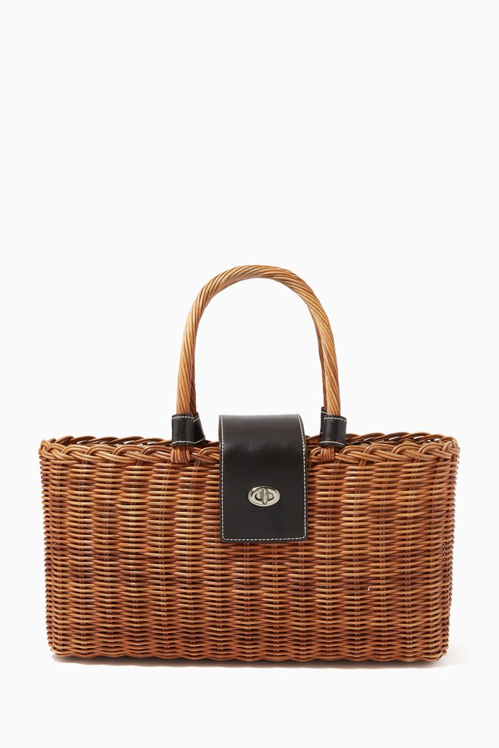 

Handbag in Wicker & Canvas, Neutral