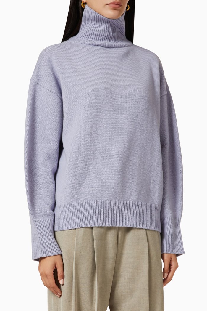 

Joya Roll Neck Sweater in Wool, Purple