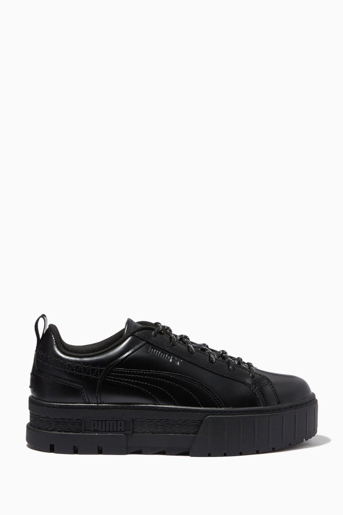 

Mayze x Dua Lipa Low Top Sneakers in High Shine Leather, Black