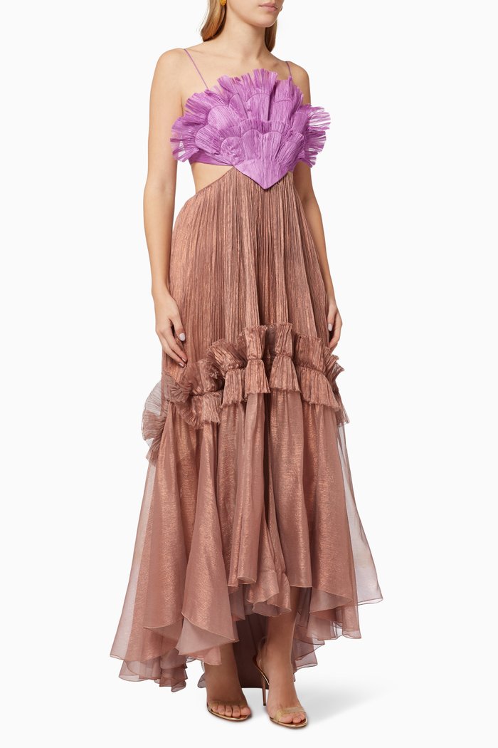 

Linette Maxi Dress in Silk, Metallic