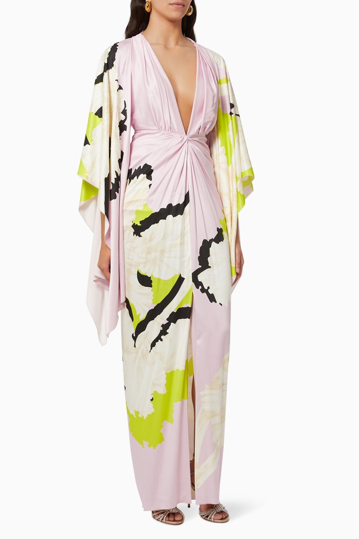 

Keiko Ruched Dress in Satin, Pink