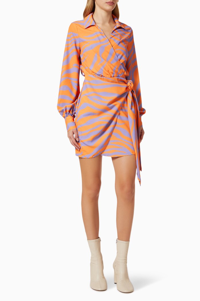 

Zebra Print Vienna Wrap Dress, Purple