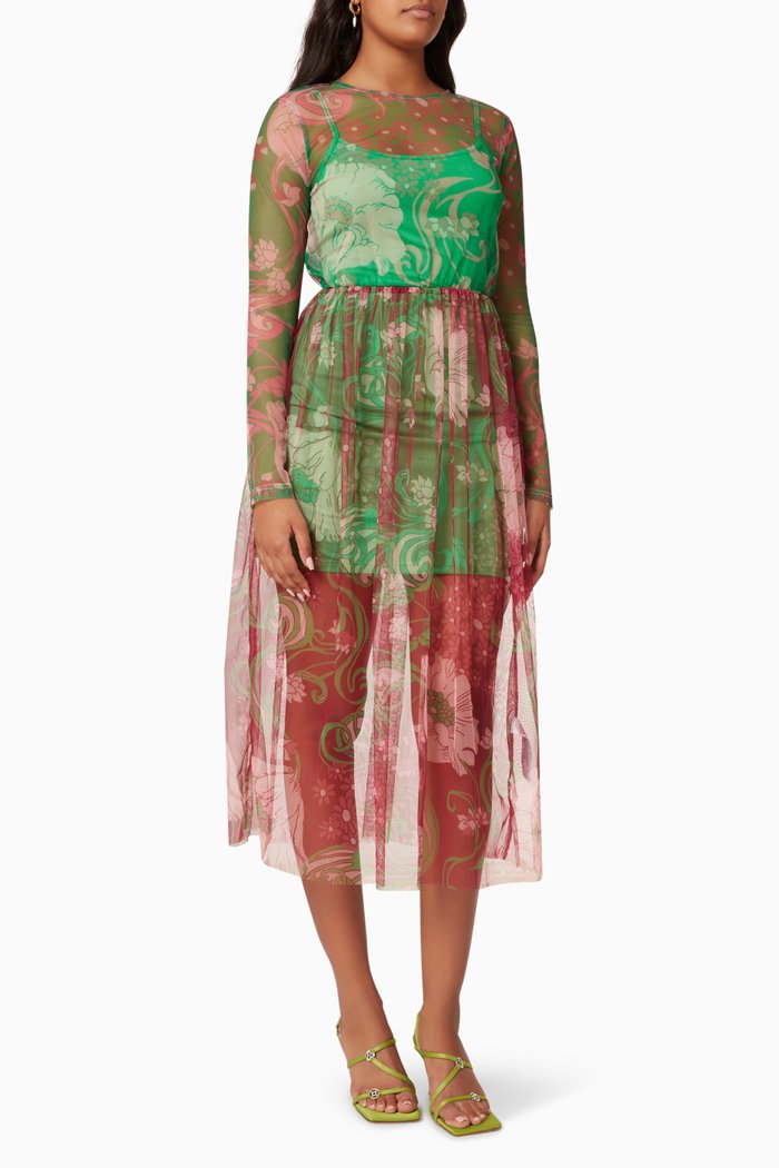 

Floral Bebe Dress in Mesh, Multicolour