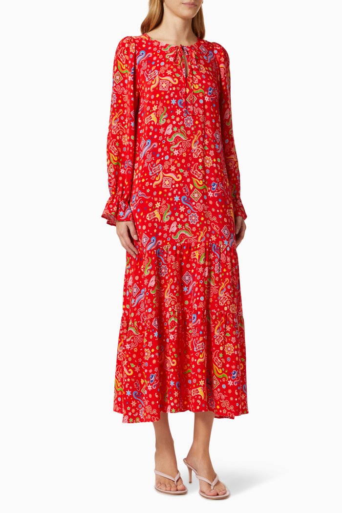 

Dolly Midi Dress in Viscose, Red