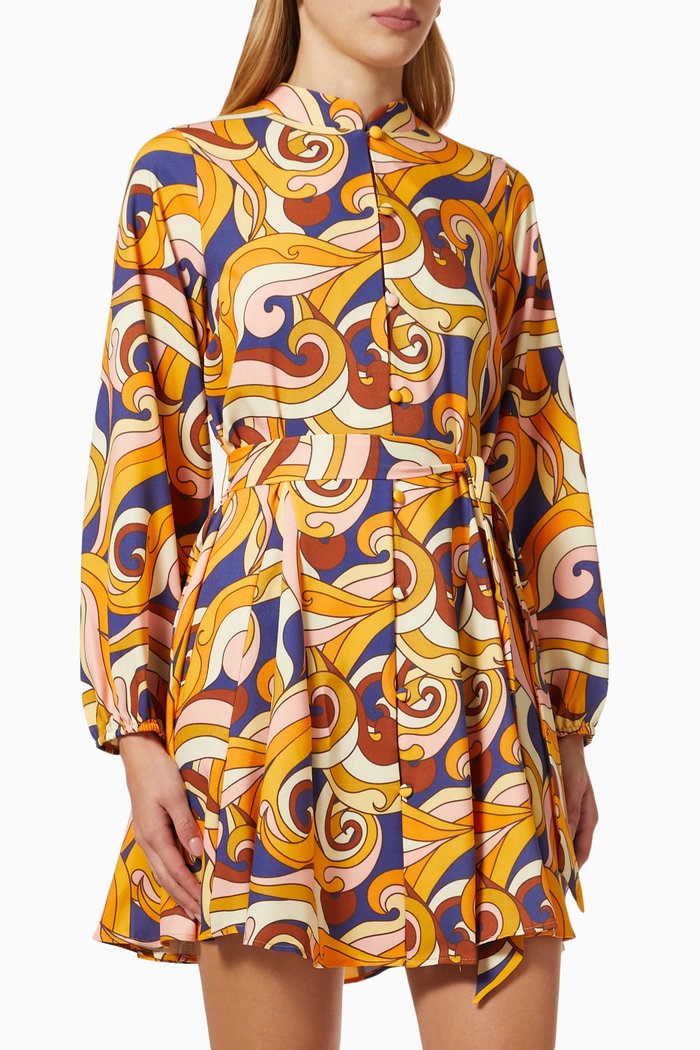 

Retro Swirl Mini Dress, Brown