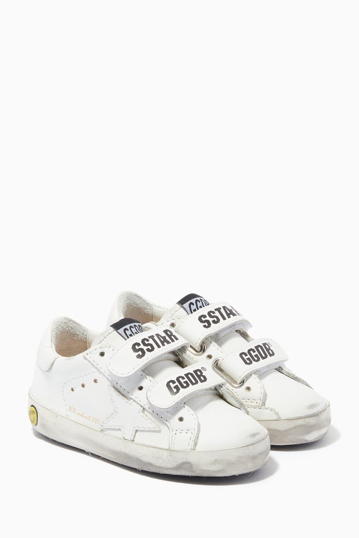 

Old School Simple Star School Sneakers in Leather, White