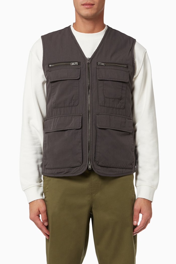 Utility Style Gillet in Cotton, Black