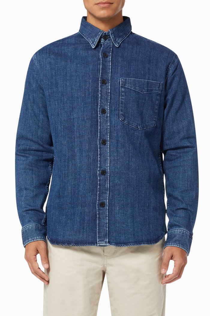

Long Sleeve Denim Shirt, Blue