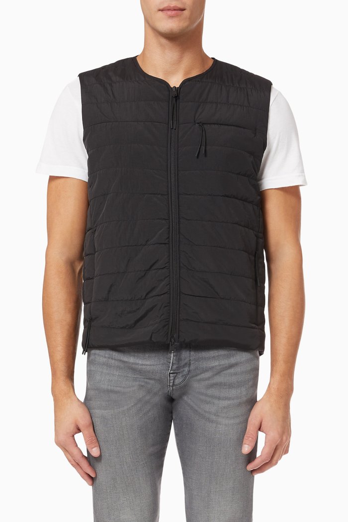 

Padded Gilet in Woven Nylon, Black