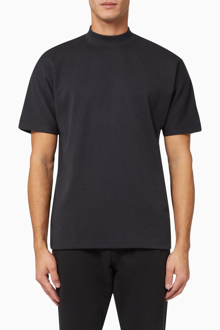 

Mock Neck T-shirt in Stretch Jersey, Black