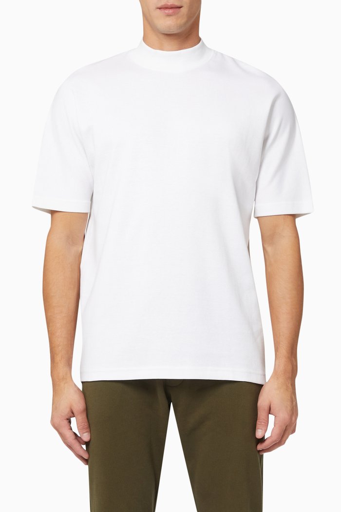 

Mock Neck T-shirt in Stretch Jersey, White