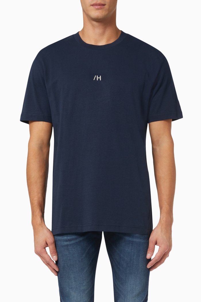 

Centre Logo T-shirt in Organic Cotton Jersey, Blue
