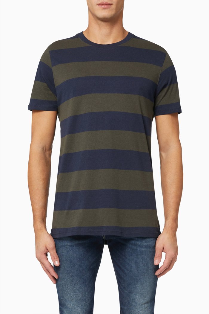 

Striped T-shirt in Cotton Jersey, Green