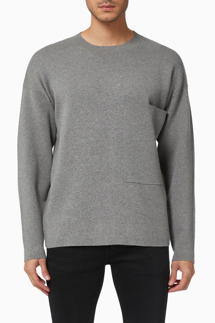

Oversized Pullover in Cotton Knit, Grey