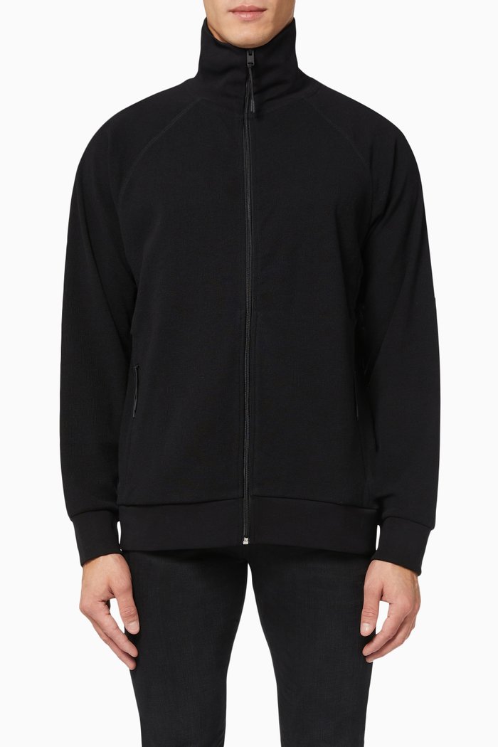 

High-neck Jacket in Cotton-blend Jersey, Black