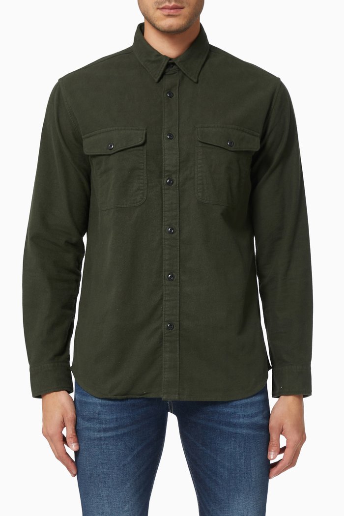 

Flap Pocket Shirt in Cotton, Green