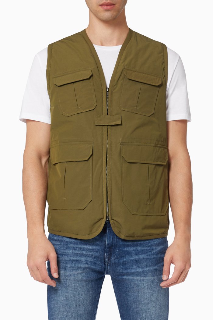 

Tactical Gilet in Organic Cotton, Green