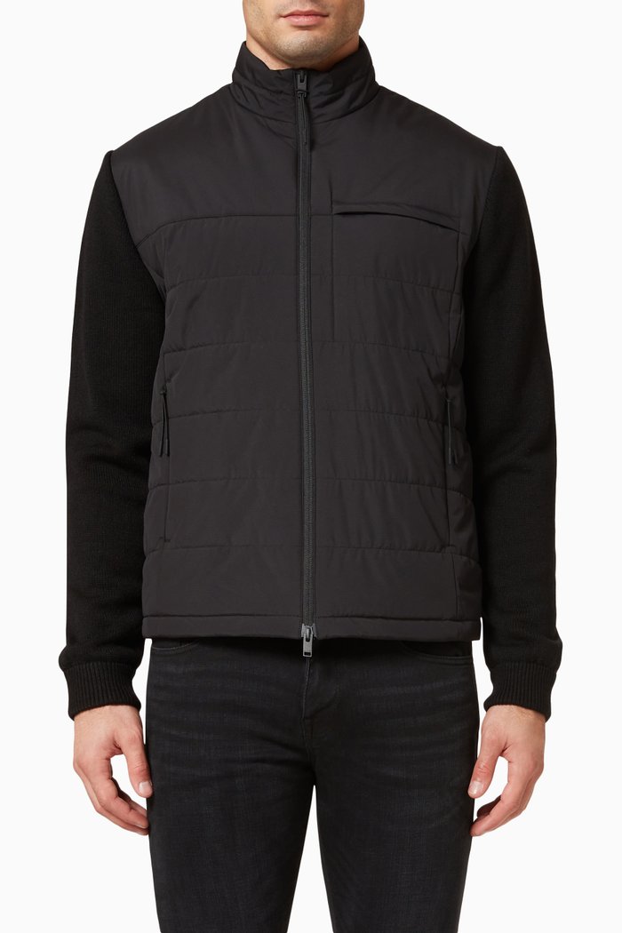

Quilted Hybrid Jacket in Padded Nylon, Black
