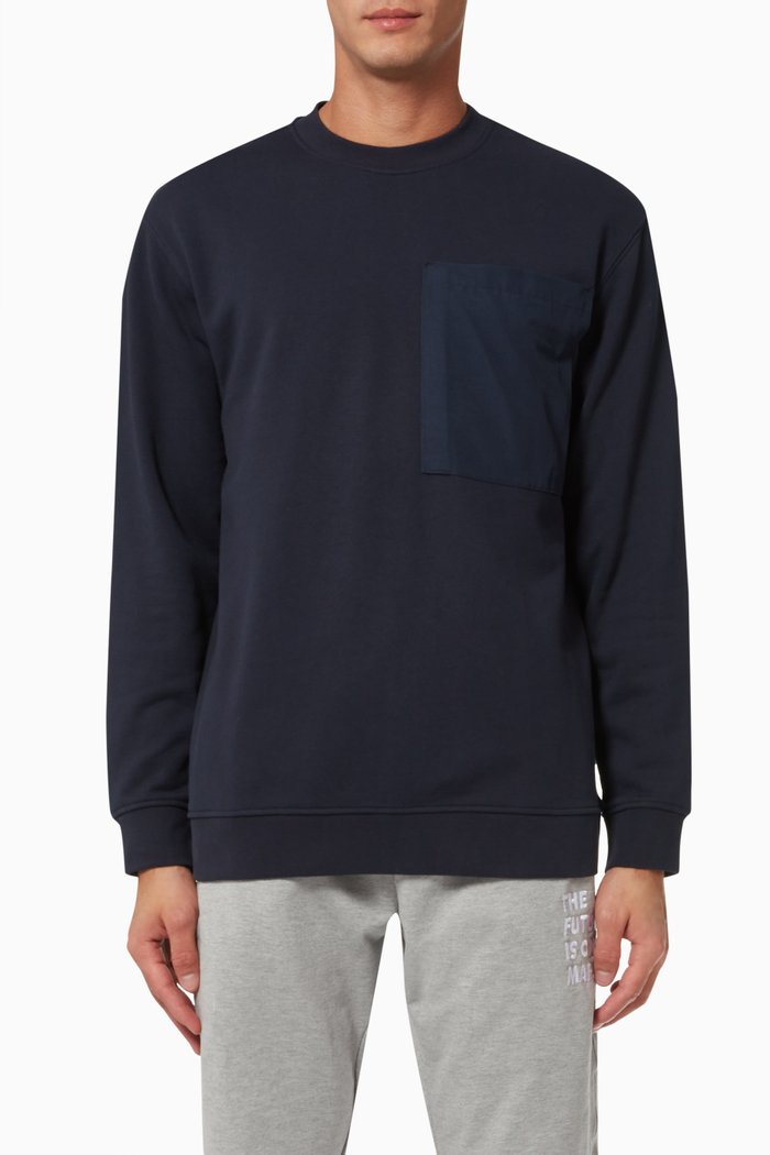 Knit Sweater in Organic Cotton, Blue