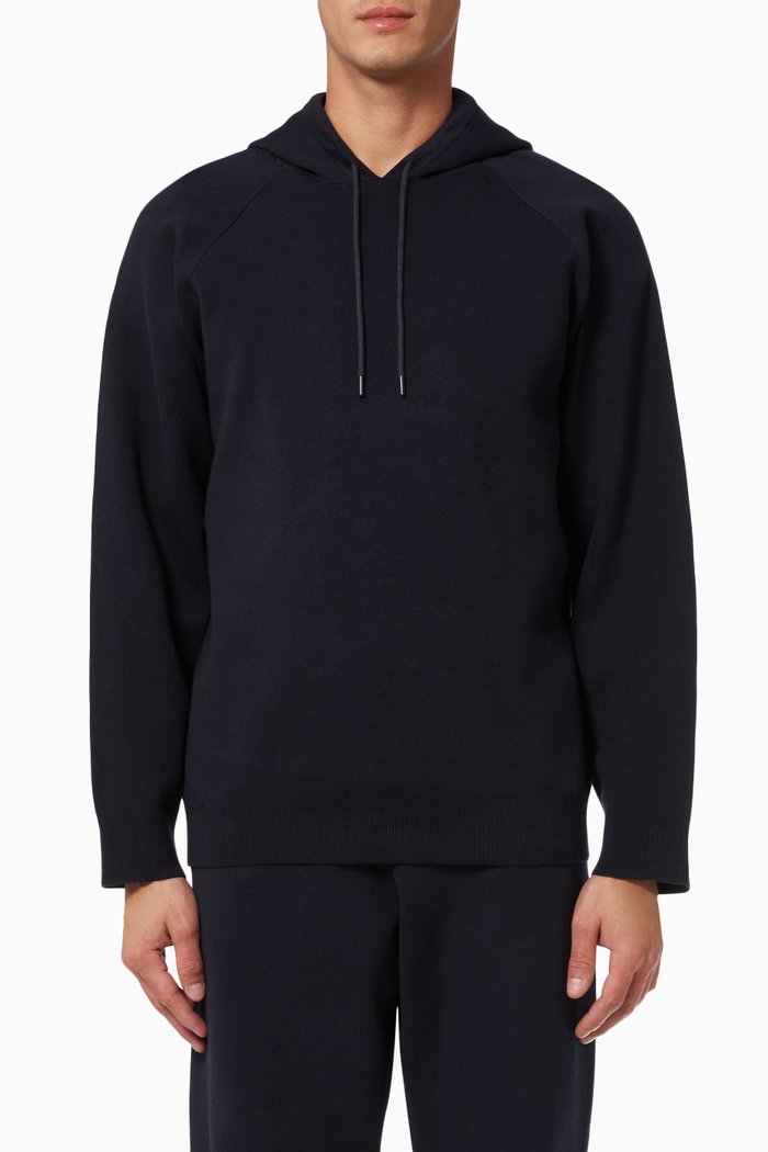 

Knit Hoodie in Cotton, Blue
