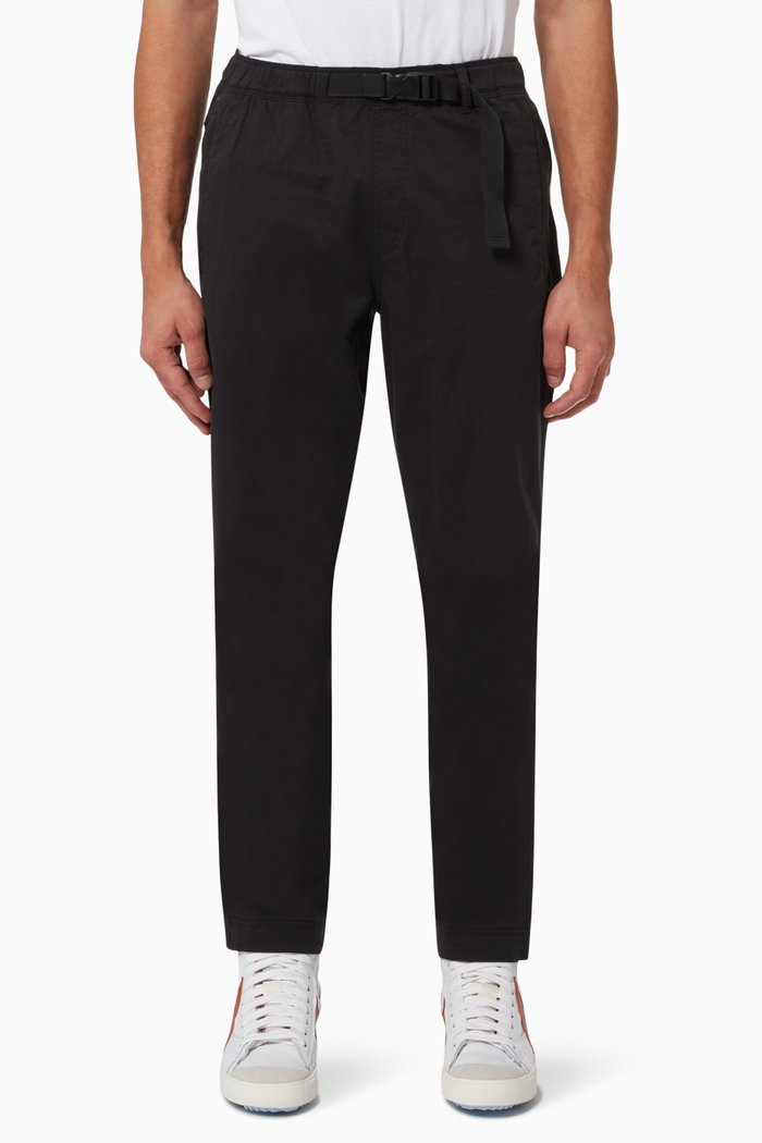 

Casual Belt Trousers in Cotton, Black