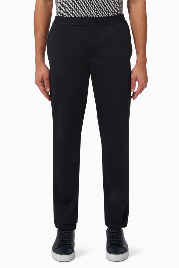 

Tapered Knit Trousers in Recycled Polyester, Blue