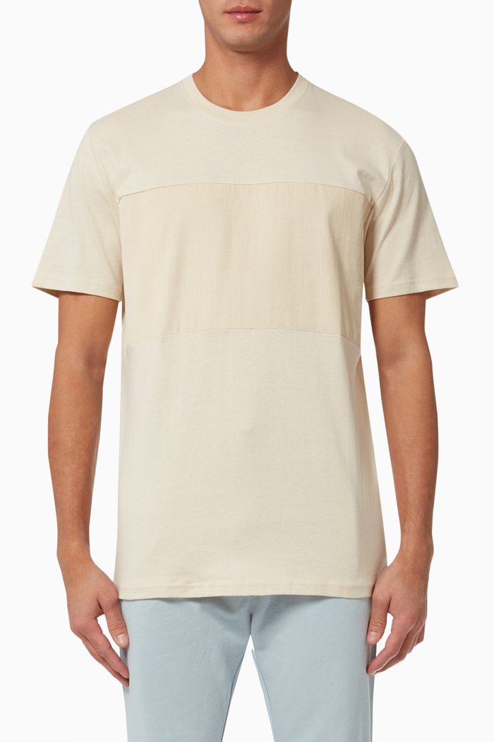 

Woven Detail T-Shirt in Organic Cotton, Neutral