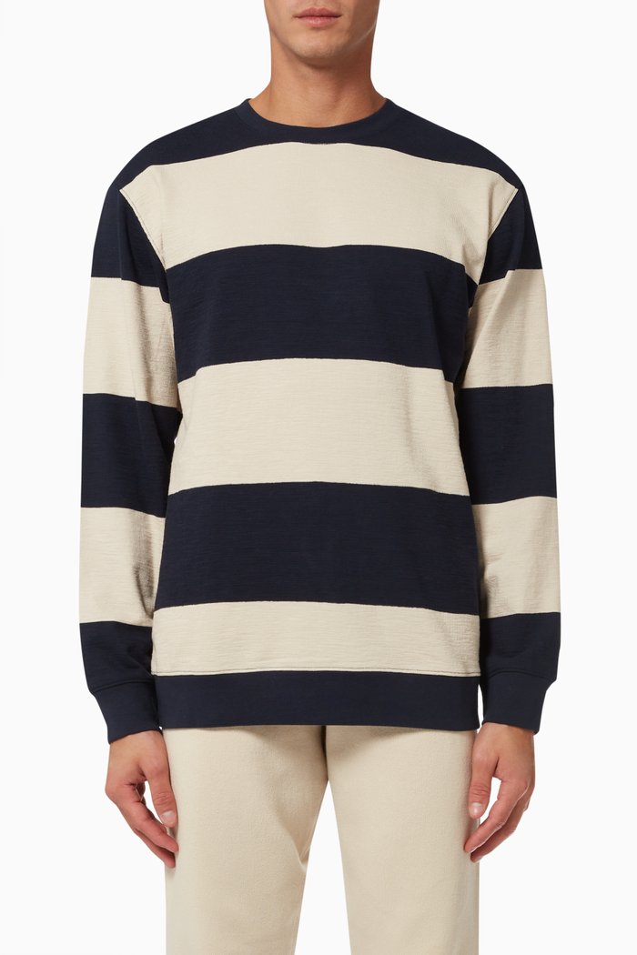 

Contrast Sweater in Organic Cotton, Blue