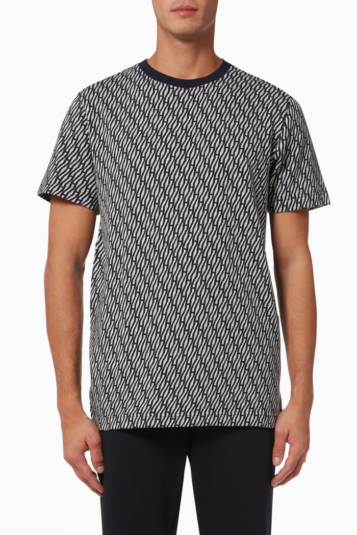 

Patterned T-shirt in Organic Cotton, Blue