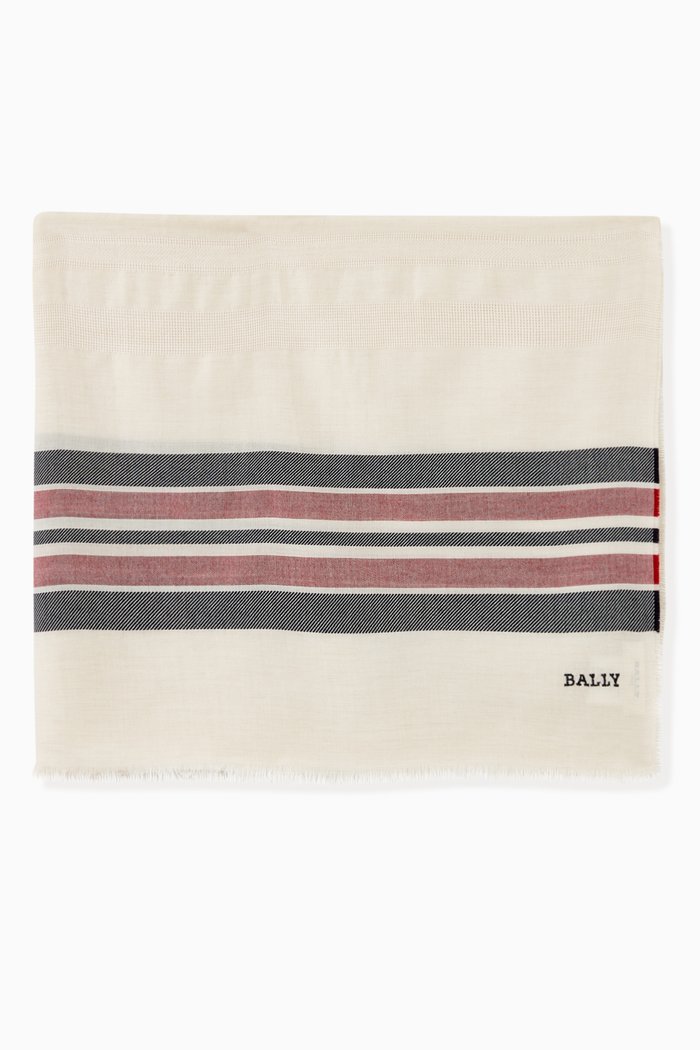 

Bally Stripe Scarf in Wool Mix, Brown