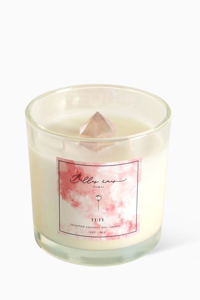 

11:11 Angel Aura Crystal Rose Quartz Scented Coconut Wax Candle, 14oz, Multicolour