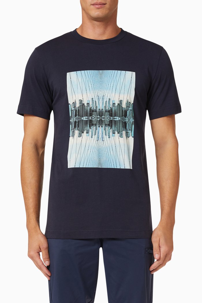 

Short Sleeve T-shirt in Cotton Jersey, Blue