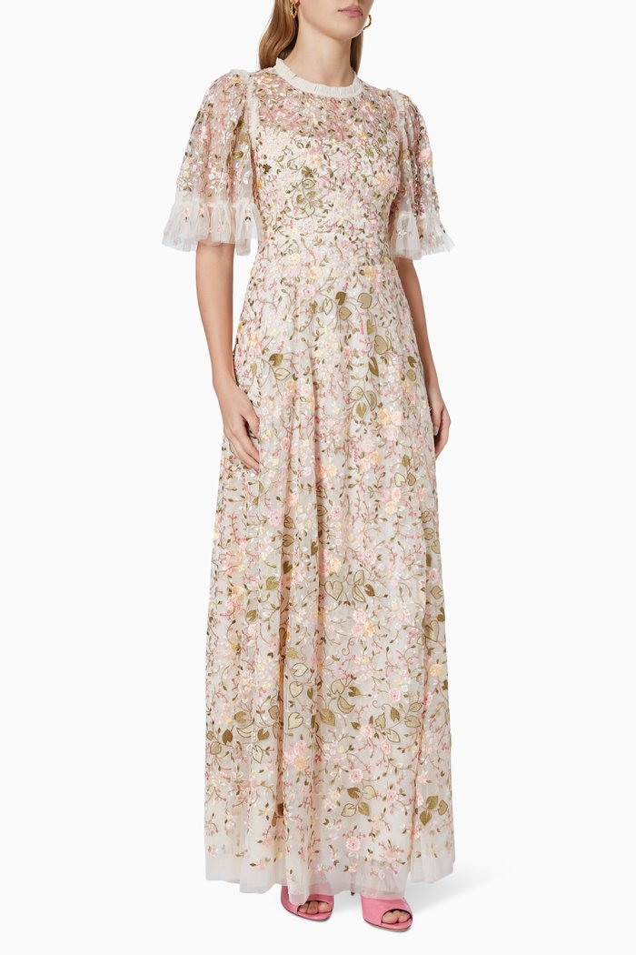 

Mavis Garden Gown in Floral Tulle, Neutral