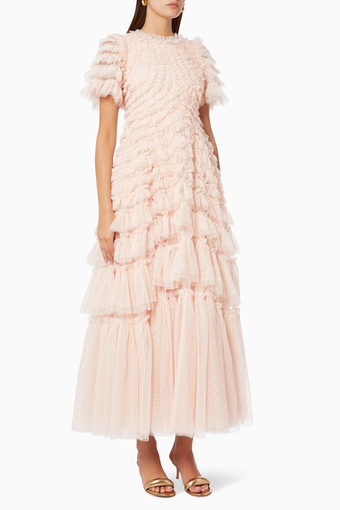 

Willow Ruffle Gown in Tulle, Pink