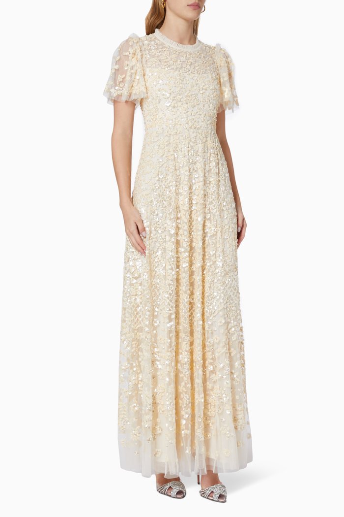 Amalie Sequin Gown inTulle, Neutral