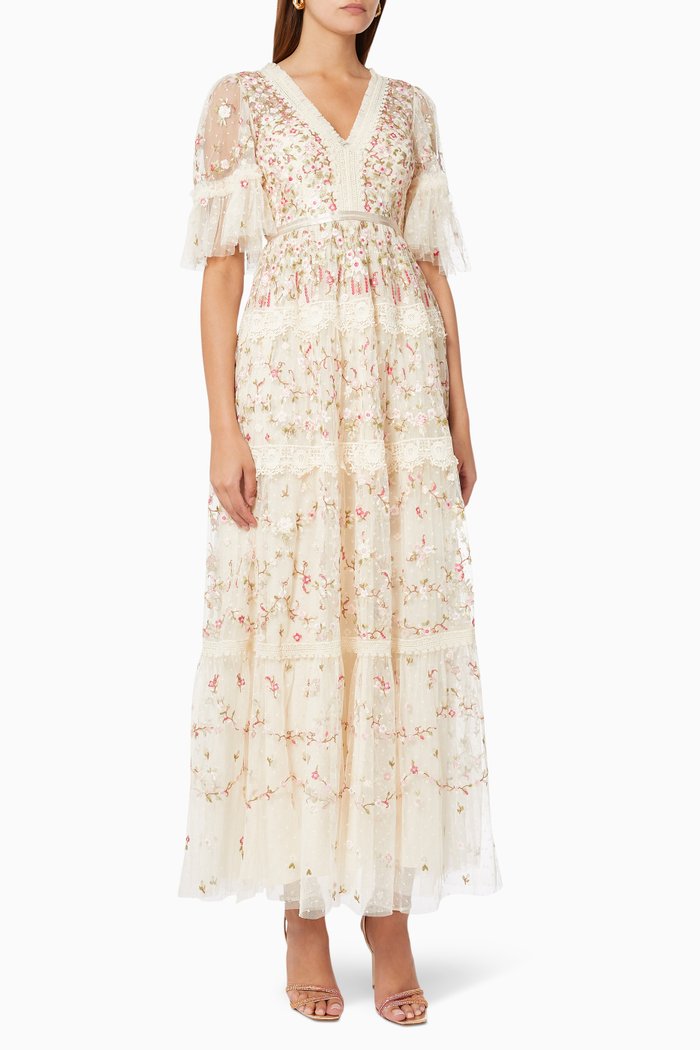 

Araminta Lace Gown in Tulle, Neutral