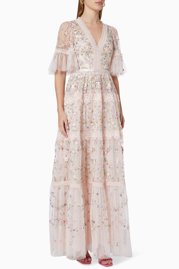 

Araminta Lace Gown in Tulle, Pink