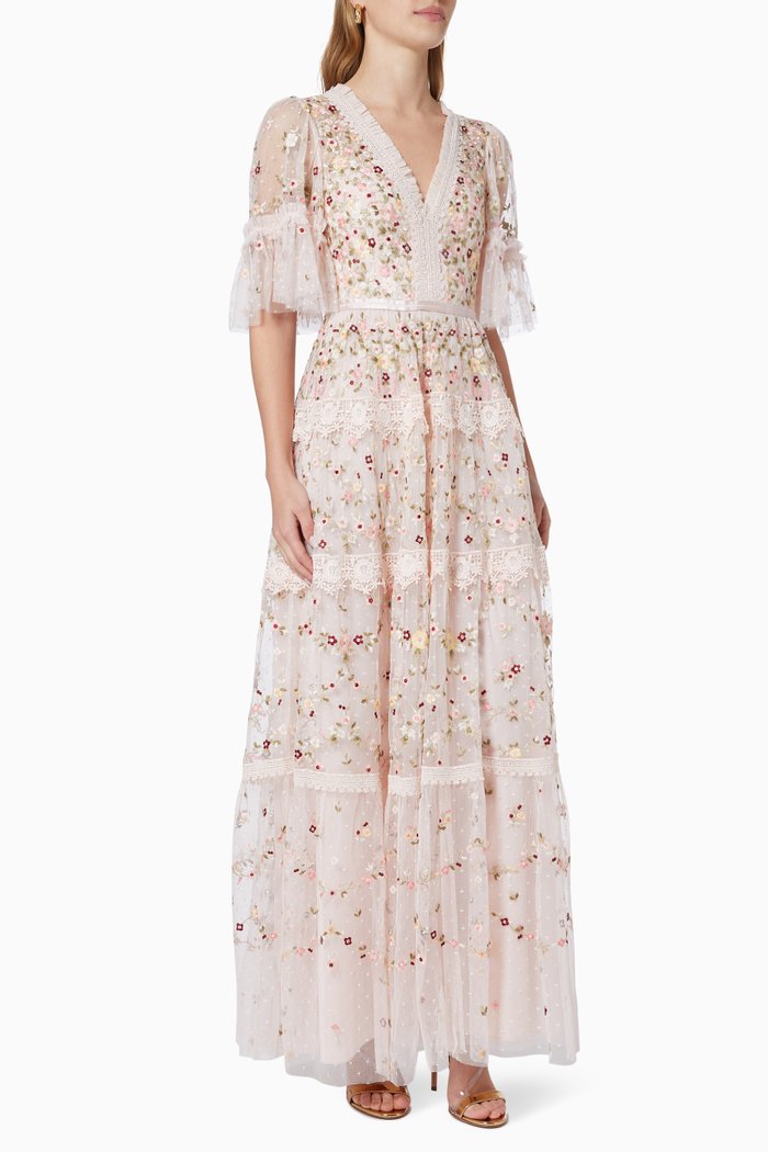 

Araminta Lace Gown in Tulle, Pink