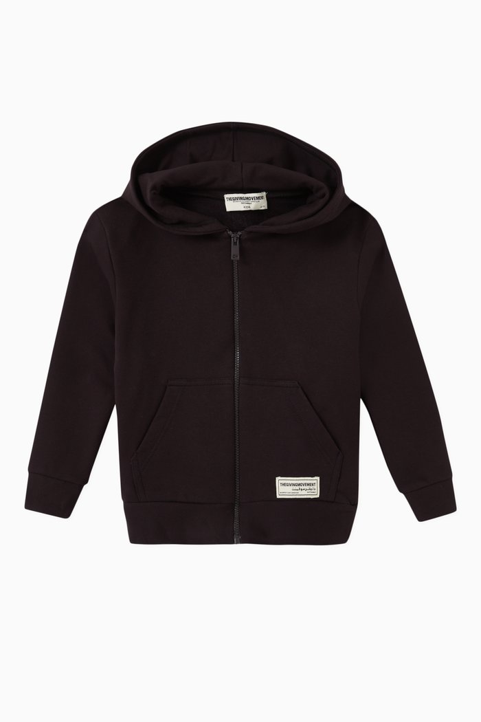 

Organic Cotton Zip Hoodie, Black