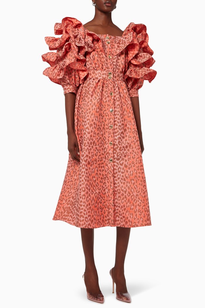 

Ruffle Sleeve Dress, Orange