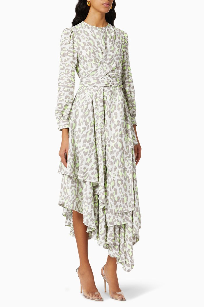 

Animal-print Midi Dress in Satin Crepe, Multicolour