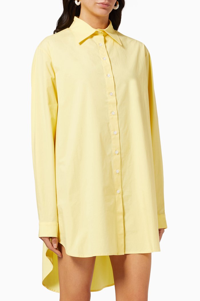 

Jack Long Sleeve Shirt Dress in Cotton Blend, Yellow