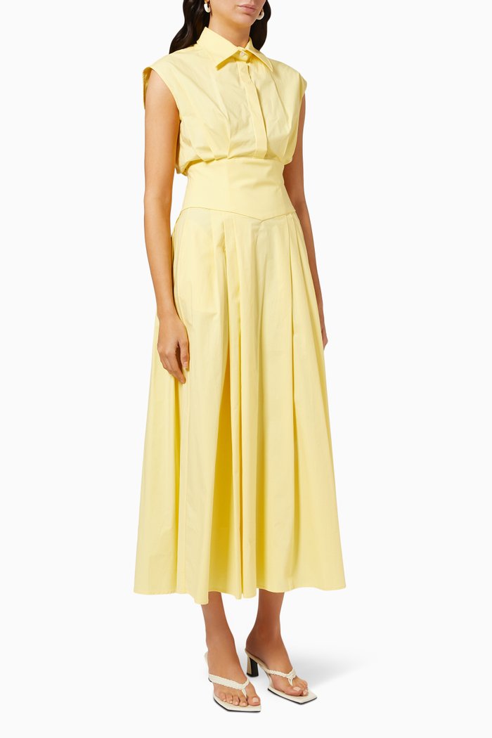 

Noor Shirt Dress in Cotton Poplin, Yellow