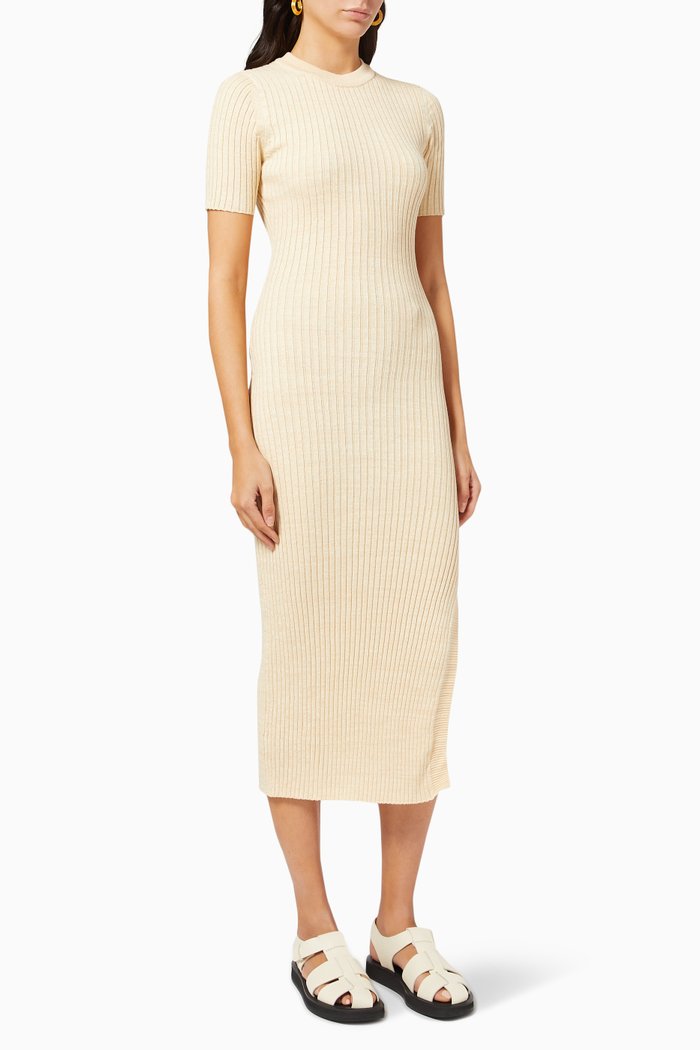 

Melina Dress in Rib-knit Cotton, Neutral