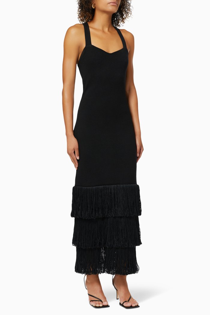 

Lilia Fringed Dress, Black